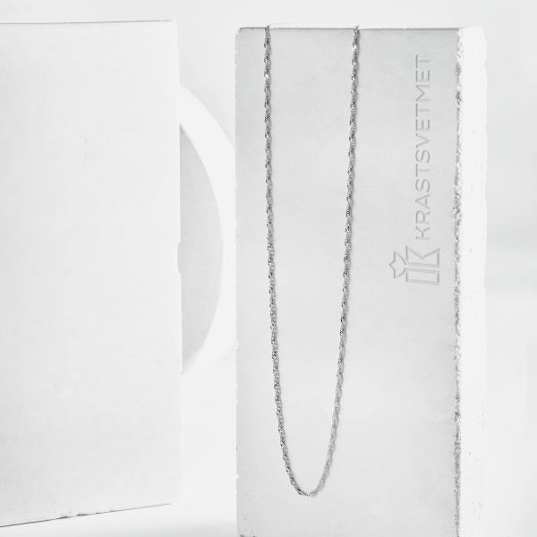 Цепь из белого золота 585, плетение «Сингапур»